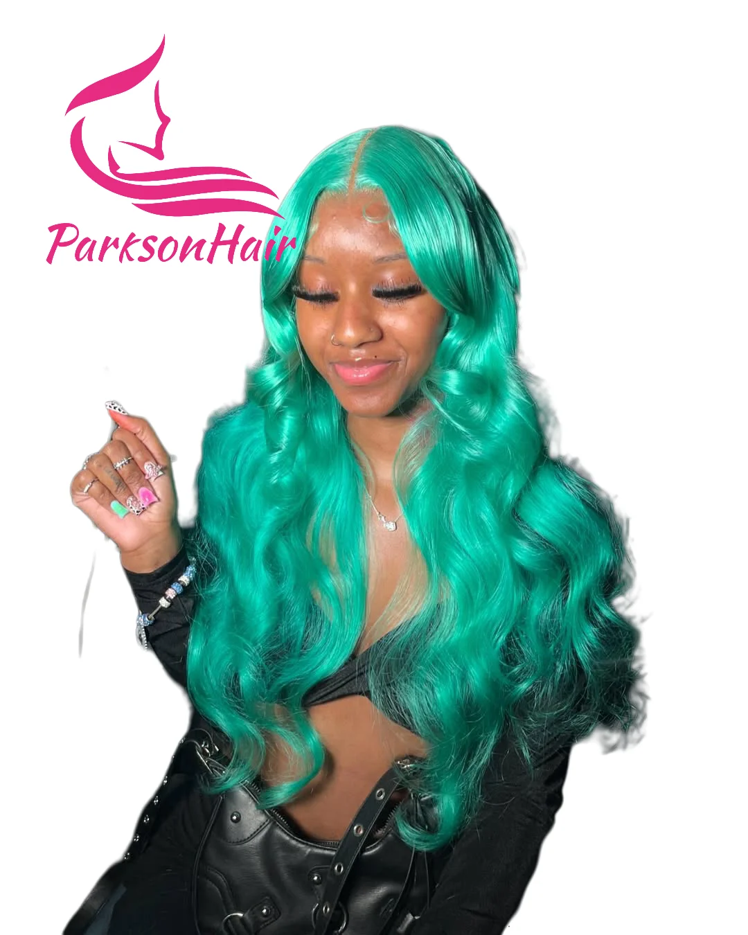민트 그린 바디 웨이브 글루리스 인모 가발 5x5 레이스 클로저 가발 브라질산 생머리 블론드 컬러 레이스 프론트 가발 바로 착용 가능