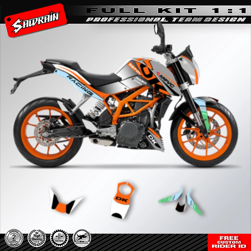 Sawrain Motorcycle Graphics Backgrounds Decals Stickers Kit Number Name Custom For KTM DUKE 125 200 390 2011 2012 2013-2016 001