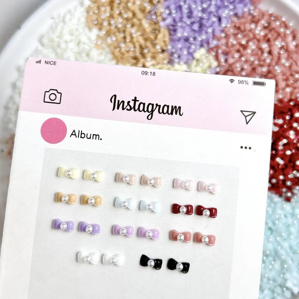 30 STKS Nieuwe Creatieve Mini Glanzende Stropdas Hars Nagel Charmes 3D Schattige Mollige Parel Banden Nail Art Decoraties voor DIY Fairy Nail Onderdelen