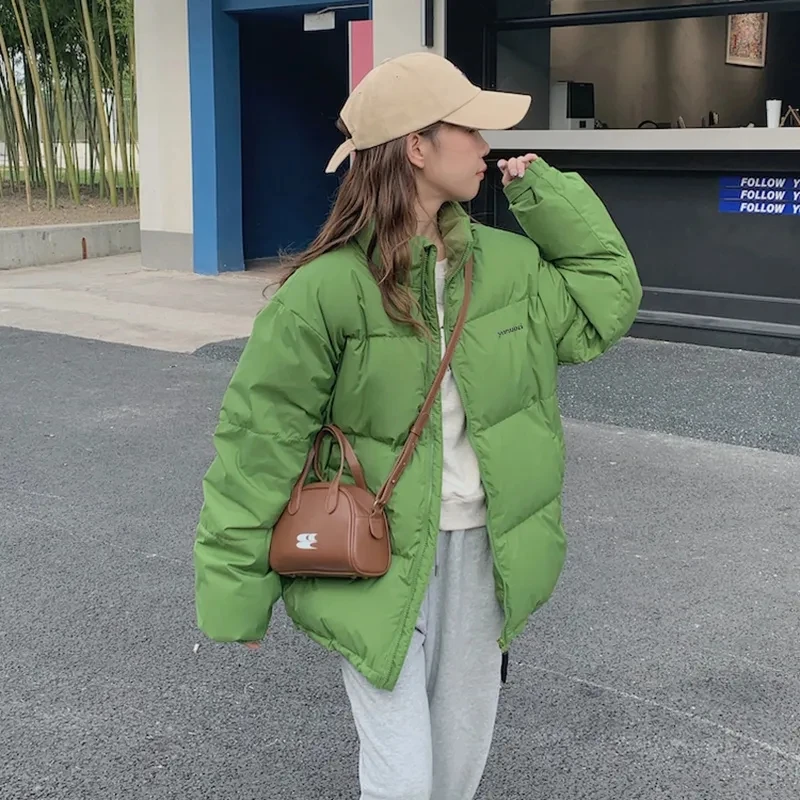 Stand Up Collar Bread Jacket Cotton Jacket Women's Short Winter 2025 New Korean Version Couple Style Student Loose Thick Coat