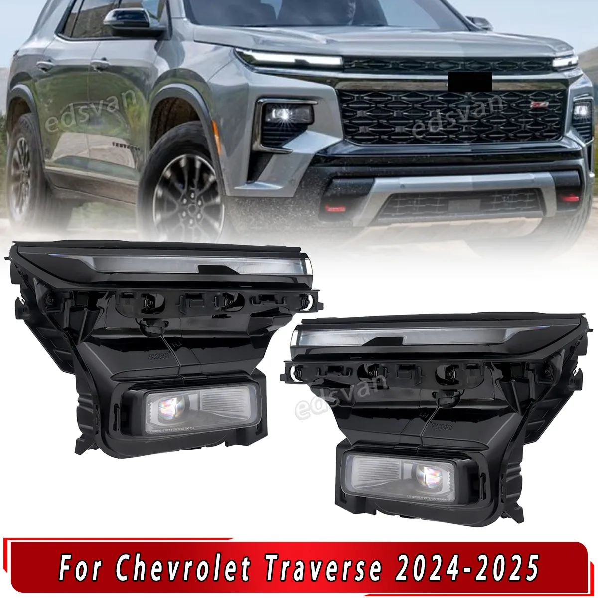 Left Right Side lights For 2024-2025 Chevy Traverse LS LT Z71 Sport Utility 4-Door LED Headlights Headlamp Direct Replacement