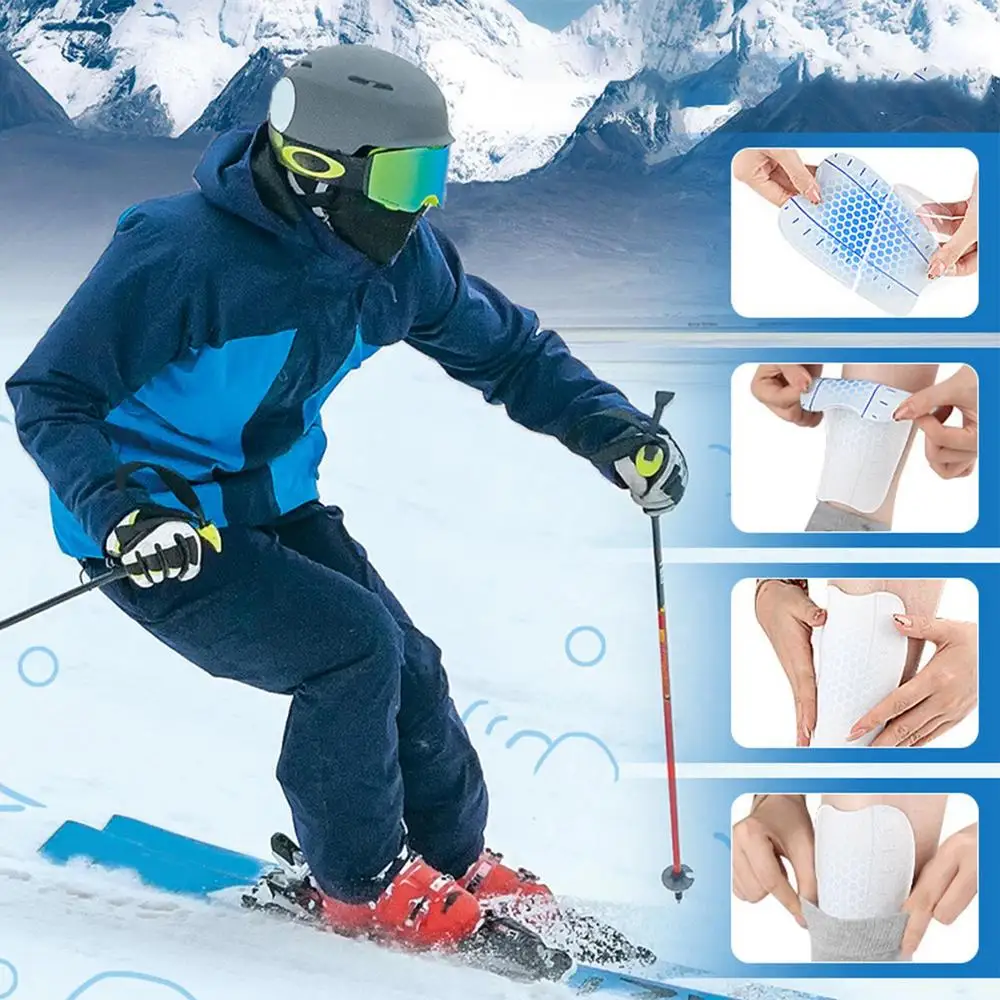 2 Stück Ski-Schienbeinschoner, selbstklebende, wiederverwendbare Schutzpolster für Snowboarden, Skifahren, Fußball, Hockey, Wintersport, Kinder und Erwachsene ﻿ – Detail 4