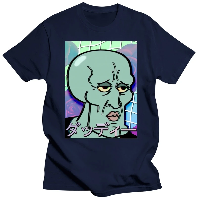 Handsome Squidward Men TShirt Vaporwave Aesthetic Visual Art Style Internet Meme Retro Crewneck Short Sleeve T Shirt Gift Idea