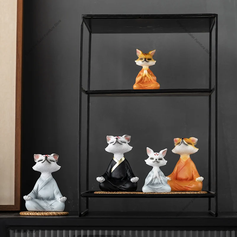 ​​Nordic White Nine-Tailed Figurines Fox Luxury Resin Sculpture Office Desk Car Zen Decor Unique Mini Home Decor Gift FYFM​​