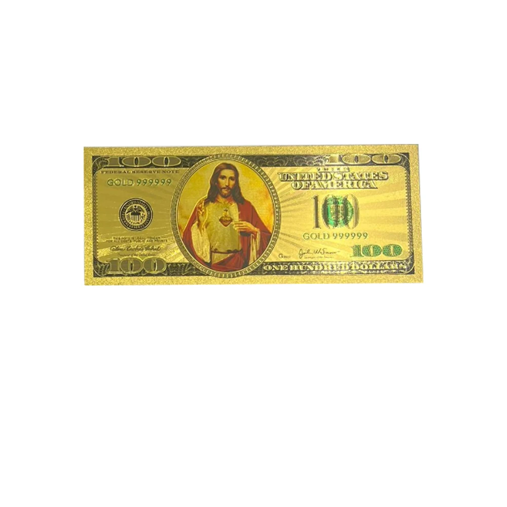 الولايات المتحدة الأمريكية الأوراق النقدية المطلية بالذهب 100 أو 1 مليون دولار من يسوع الذهب الأوراق النقدية مجموعة المنزل الهدايا التذكارية