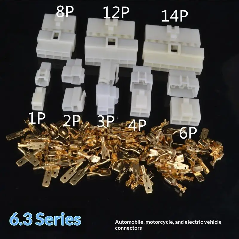 (Ce14)63 Series Electrical Wire Connector Kit Gold Plated Terminal Multiple Pin Sizes For Automotive Repairs DIY Wiring Project