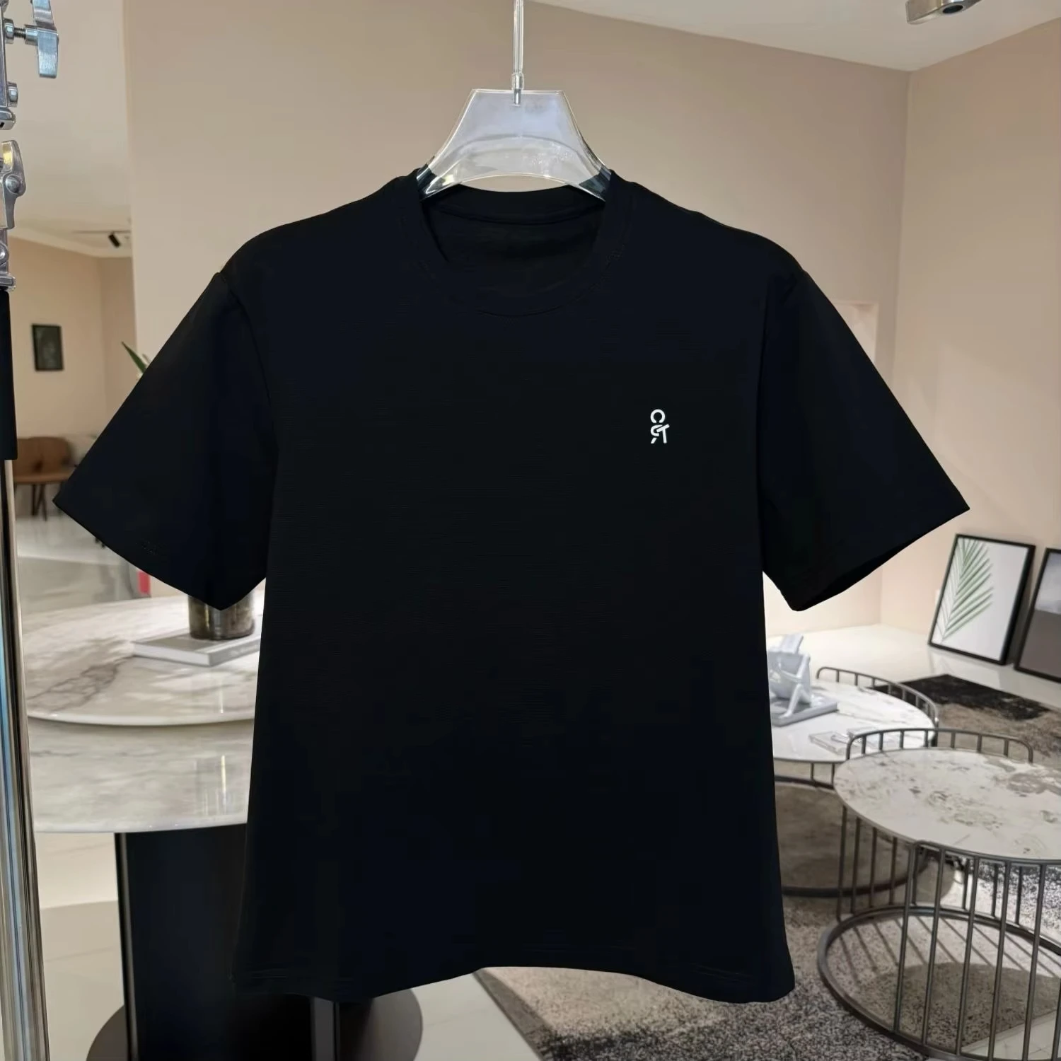 New 2025 Summer Men's Short Sleeve Cotton Black and White T-Shirt Loose Casual Top Versatile Crew Neck T-Shirt