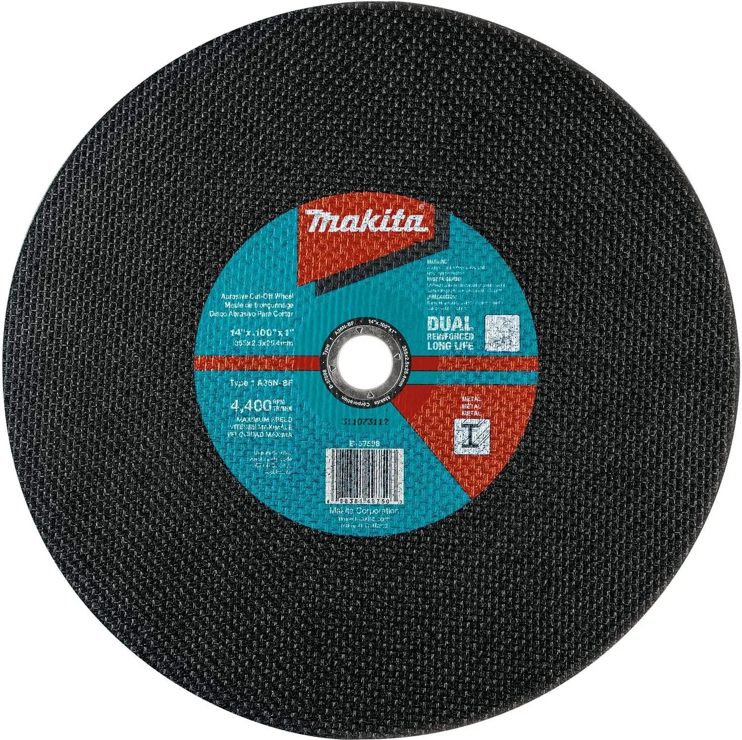 B-57598-25 Roda de corte abrasiva de 14" x 1" x 3/32", 25/Pk