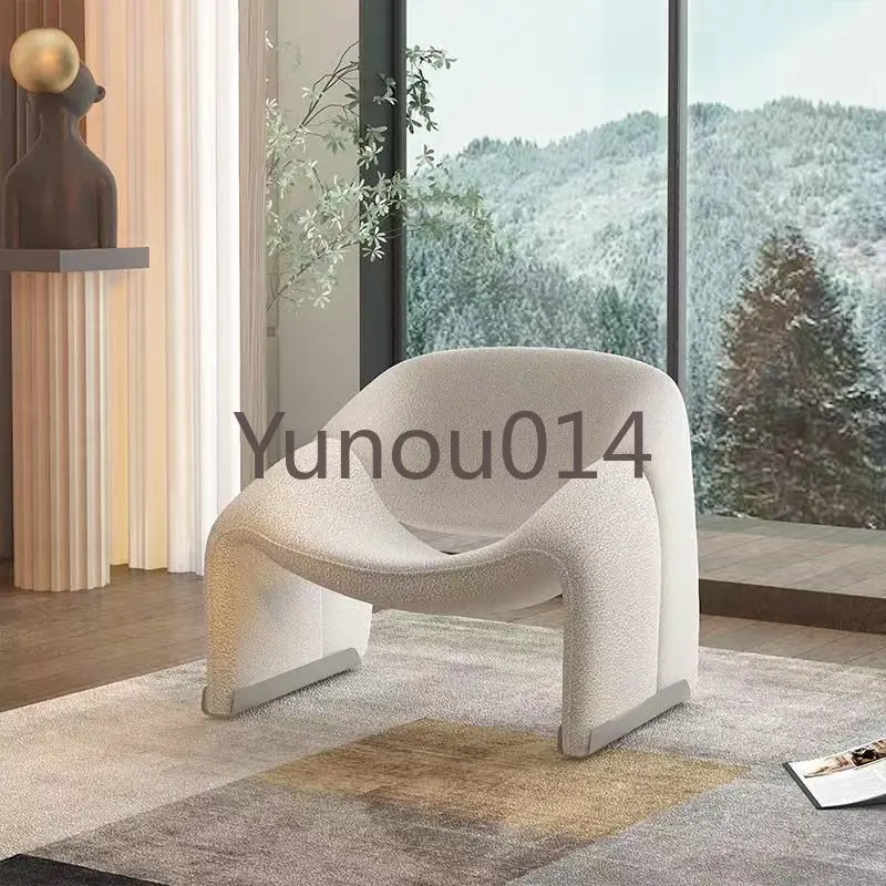 Nordic Lamb Single Sofa Chair, Living Room, Bedroom, Light Luxury Sofa, Furniture, Simple, Leisure, Home, Photography, Art