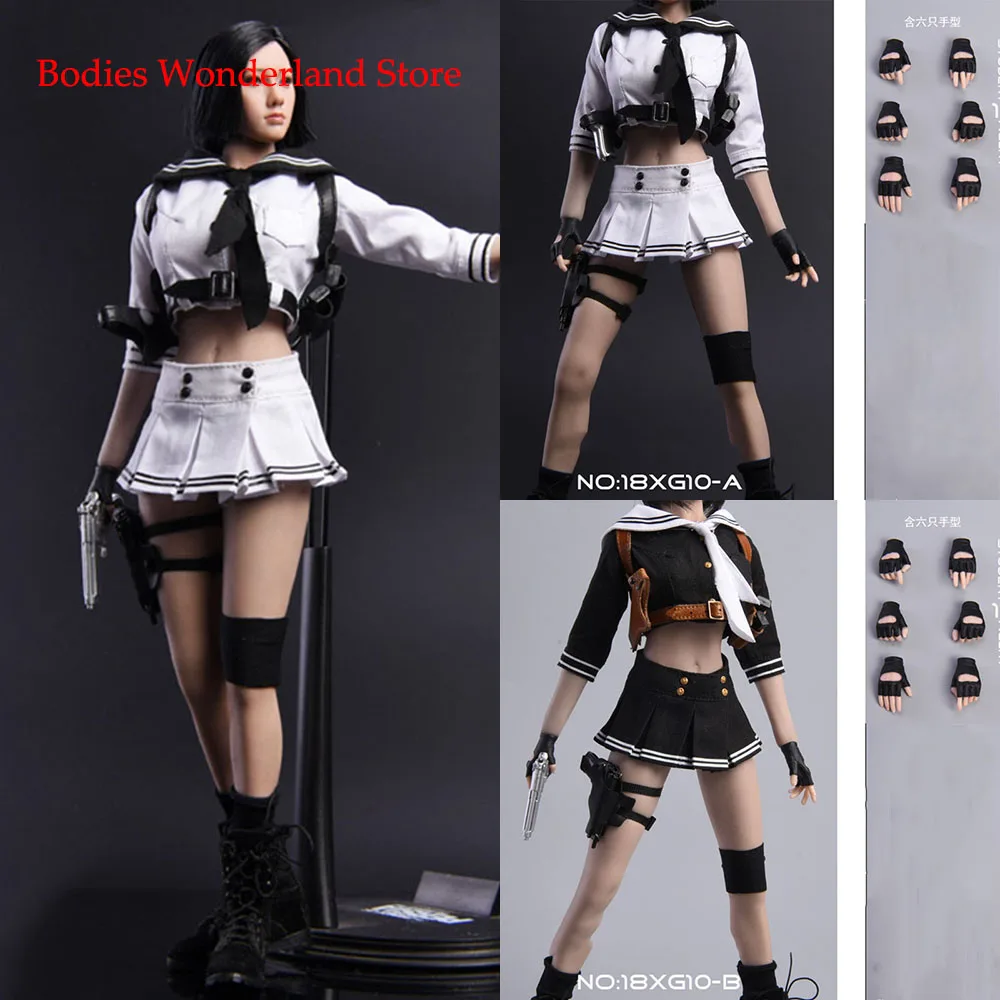 VStoys 18XG10 1/6 Female Student Uniform Agent Sailor JK Skirt Top Suit with Glove Hand Type for 12'' Largest Bust Body