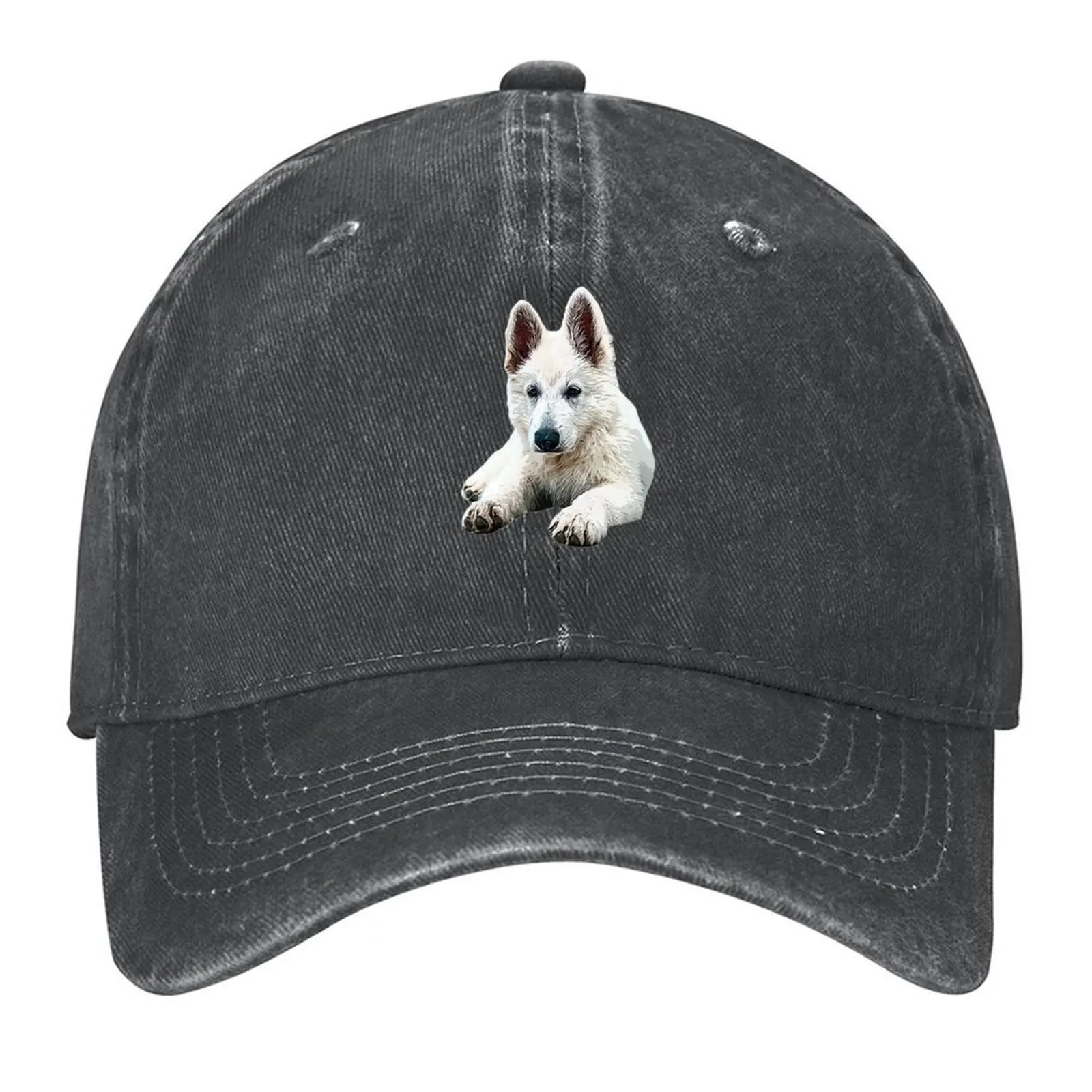 

White Swiss Shepherd Puppy Dog Cute Baseball Cap funny hat Anime Cosplay Trucker Cap Elegant Women's Hats Men's