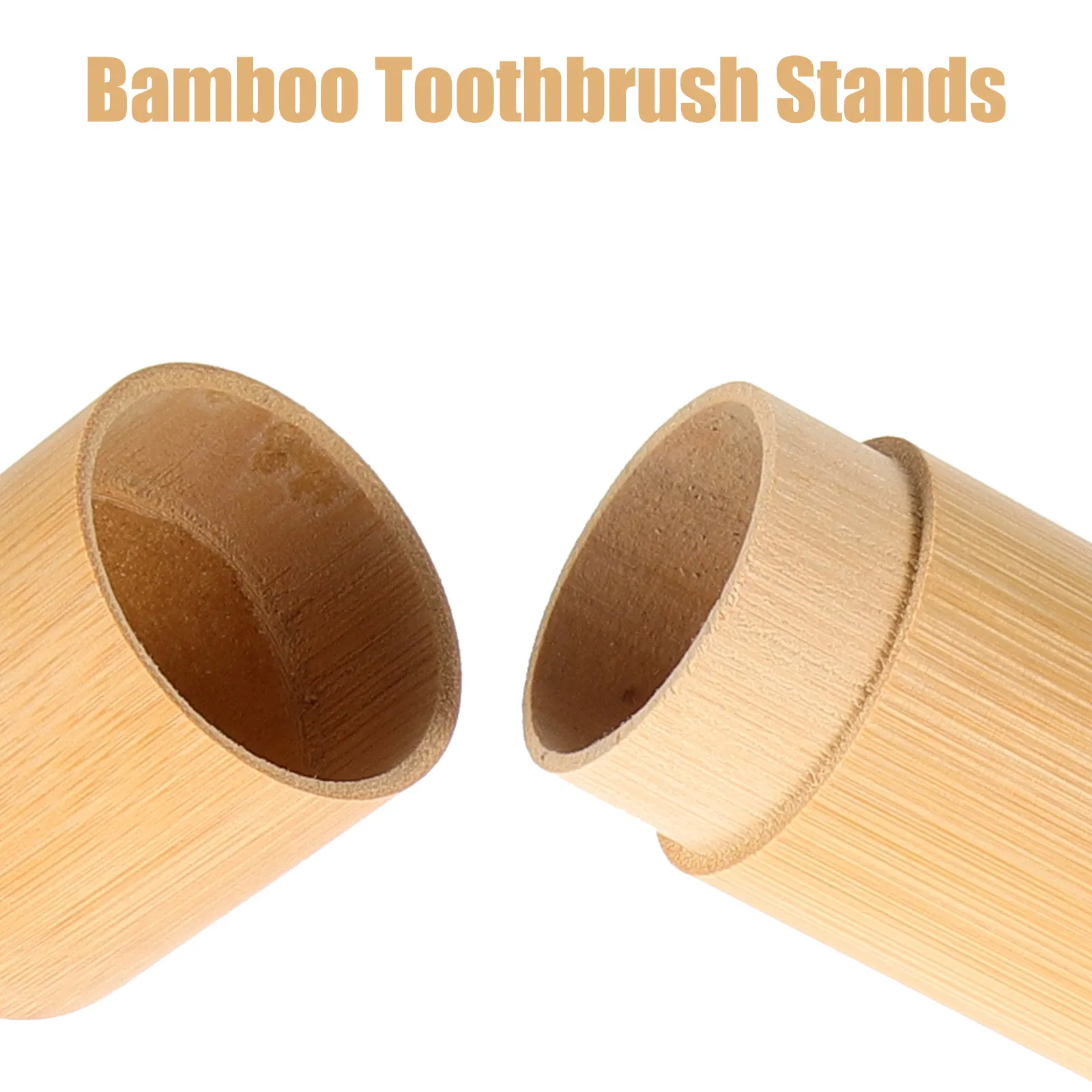 

1Set Bamboo Toothbrush Stands Rustic Holder for Travel Compact Storage Container Portable Bathroom Countertop Organizer
