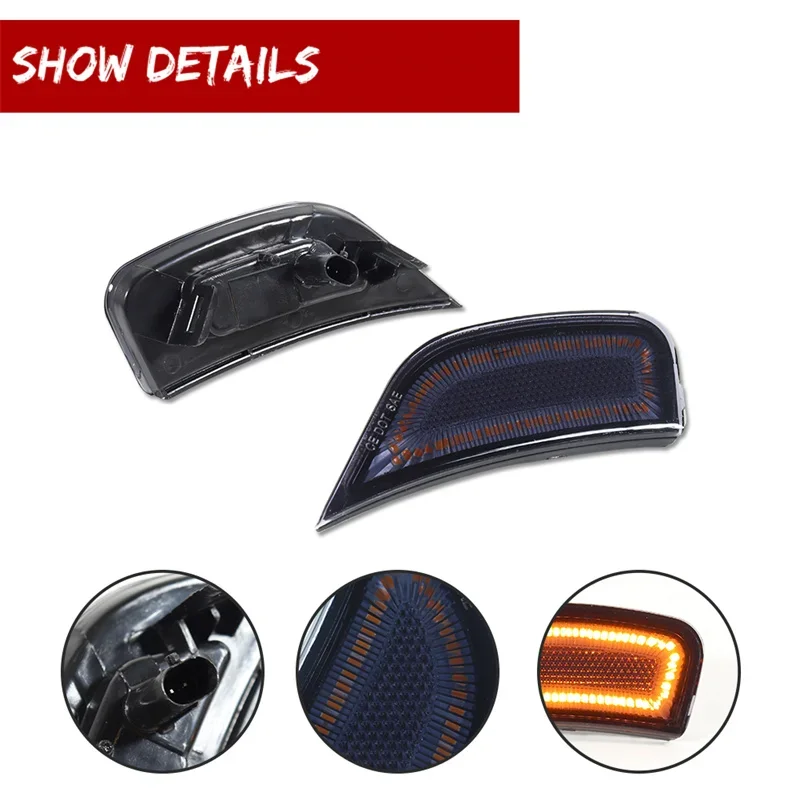 For GMC Yukon XL For Chevrolet Tahoe Suburban For Cadillac Escalade ESV Car LED Front Fender Side Marker Turn Signal Lights 12V