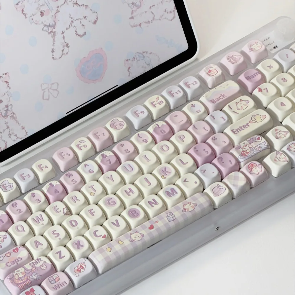 Taro mud baa, keycap XOA hot sublimation 131 keys, girl, cute, personality, suitable for mechanical keyboard, customized