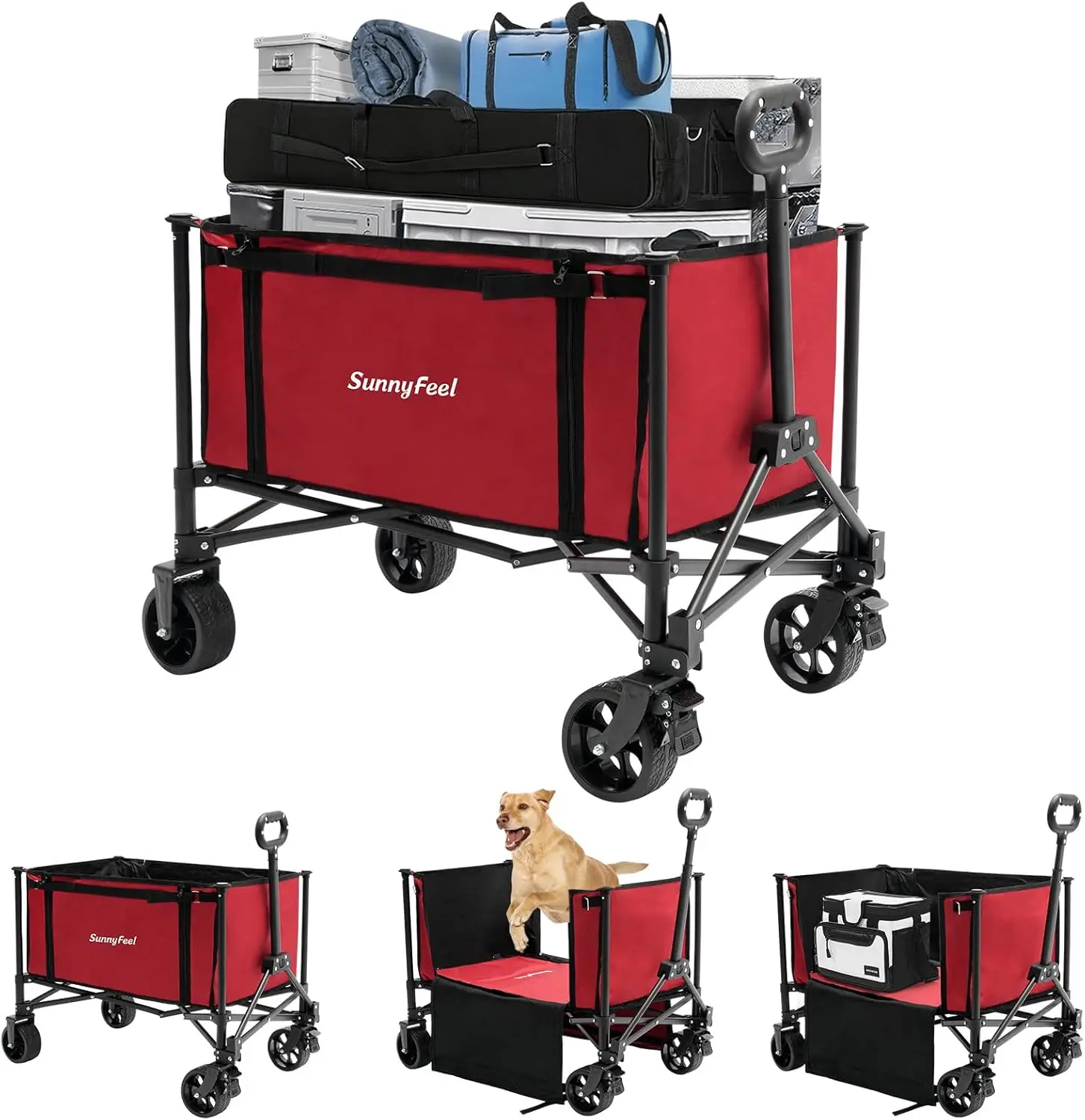 

Складная тележка-вагончик с максимальной нагрузкой 220 фунтов, вместимостью 120 л для продуктов, сада и кемпинга