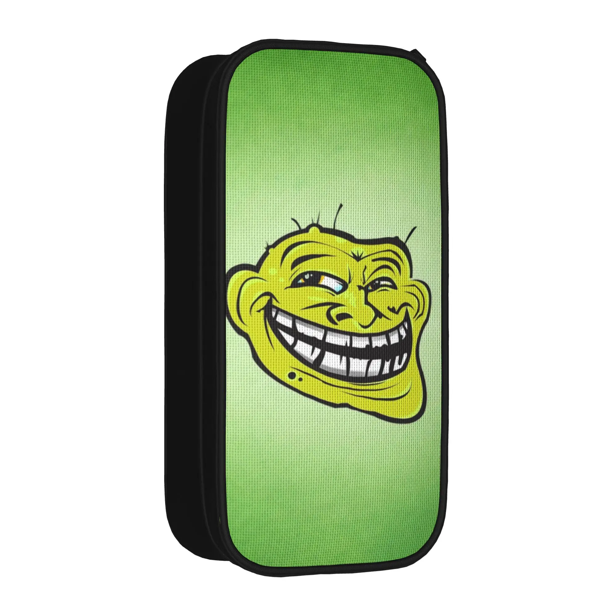 Classic Troll Face Meme Funny Pencil Case Comic Humor Pen Holder Bag Girl Boy Large Storage School Gifts Pencil Box Stationery