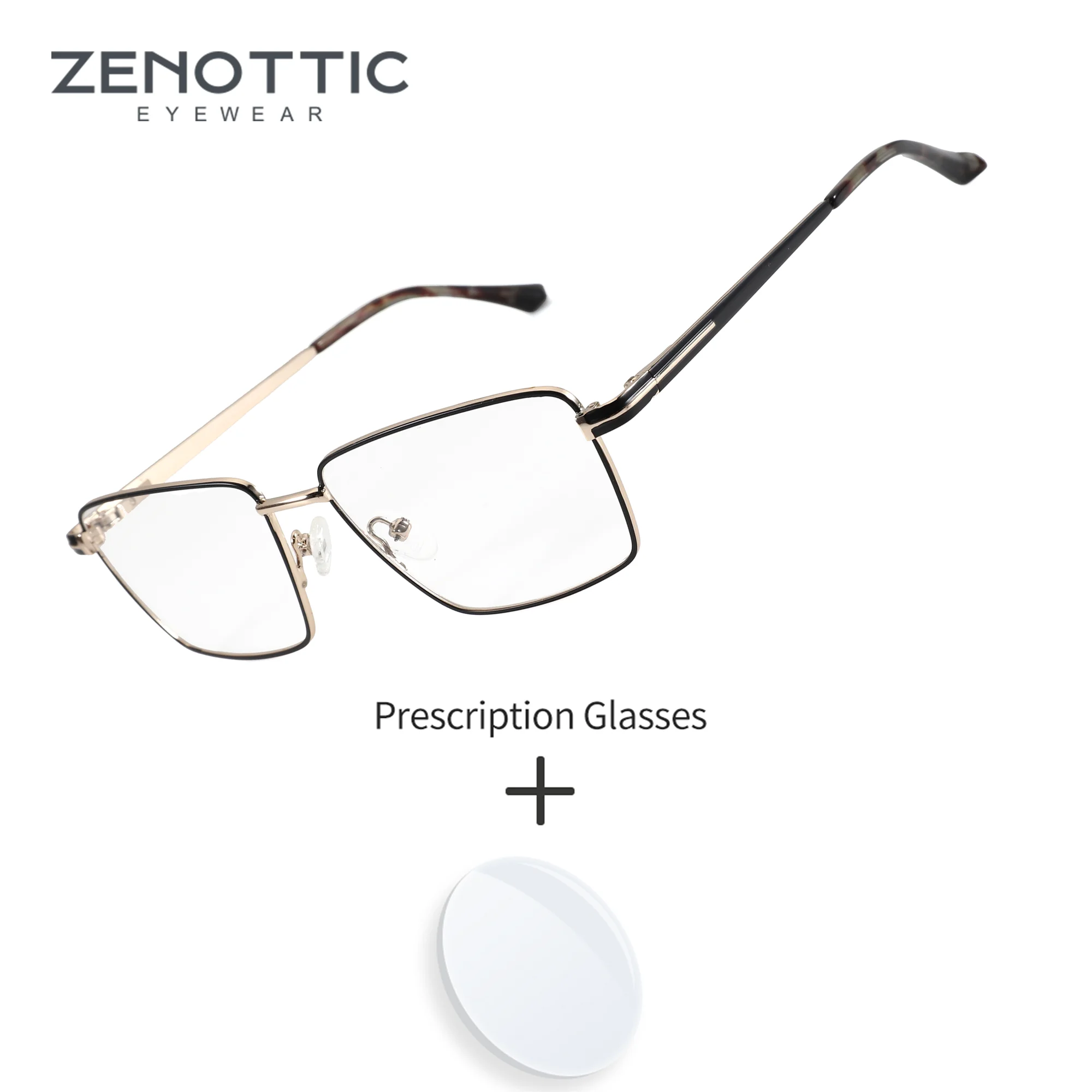Lunettes de vue progressives photochromiques anti-lumière bleue ZENOTTIC, monture rectangulaire en métal, taille M, pour hommes, de qualité supérieure