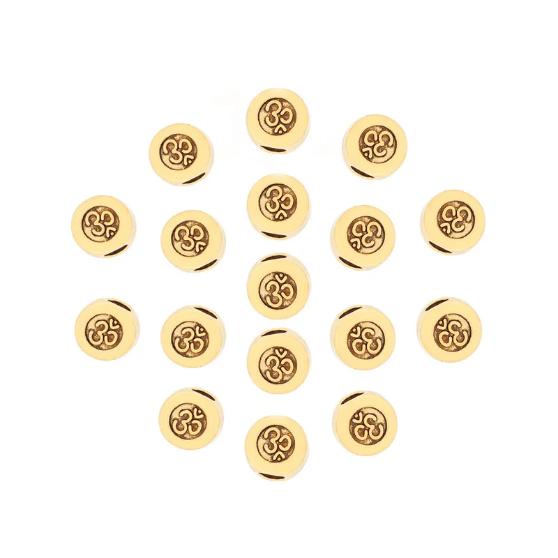 20 x Tibetan Silver/Gold Color Yoga OM Round Spacer Beads for DIY Bracelet Jewelry Making Findings Accessories 10mm