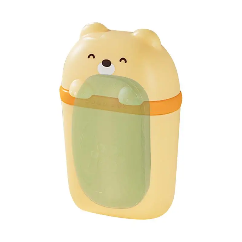 Travel Shampoo Bar Container Cleaner Bar Soap Holder Cute Bear Shape Body Washing Bar Travel Case With Draining Hole Long Trips