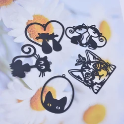 6pcs Brass Laser Tute Black White Cat Charms Connector DIY Making Eearring Pendant Jewelry Findings