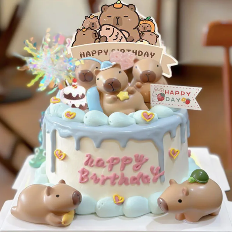 Capybara Geburtstag Kuchen Topper Nette Capybara Kuchen Dekorationen Für Kinder Capybara Geburtstag Party Cupcake Dekore Liefert – Detail 3