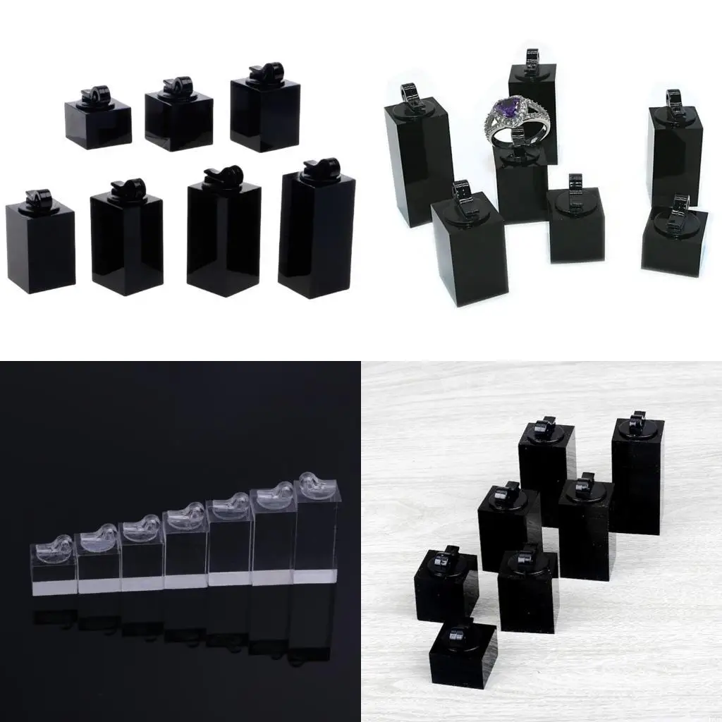 

7Pcs Multipurpose Acrylic Rings Display Stand Set for Jewelry Photography and Ornament Presentation in Elegant Color