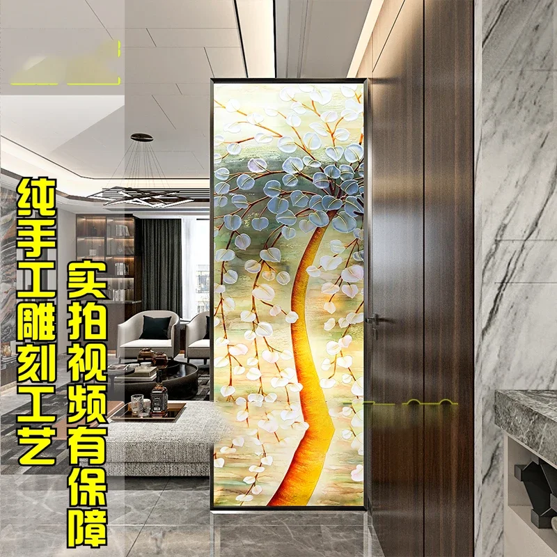 Custom American European carved transparent decorative glass partition screen living room balcony washbasin partition wall