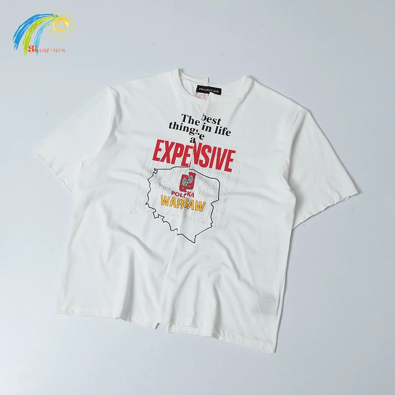 

High Street Misaligned Splicing PROJECT G/R T Shirt Men Women Unisex Best Quality Cotton Oversized Short Sleeve T-Shirt Tee