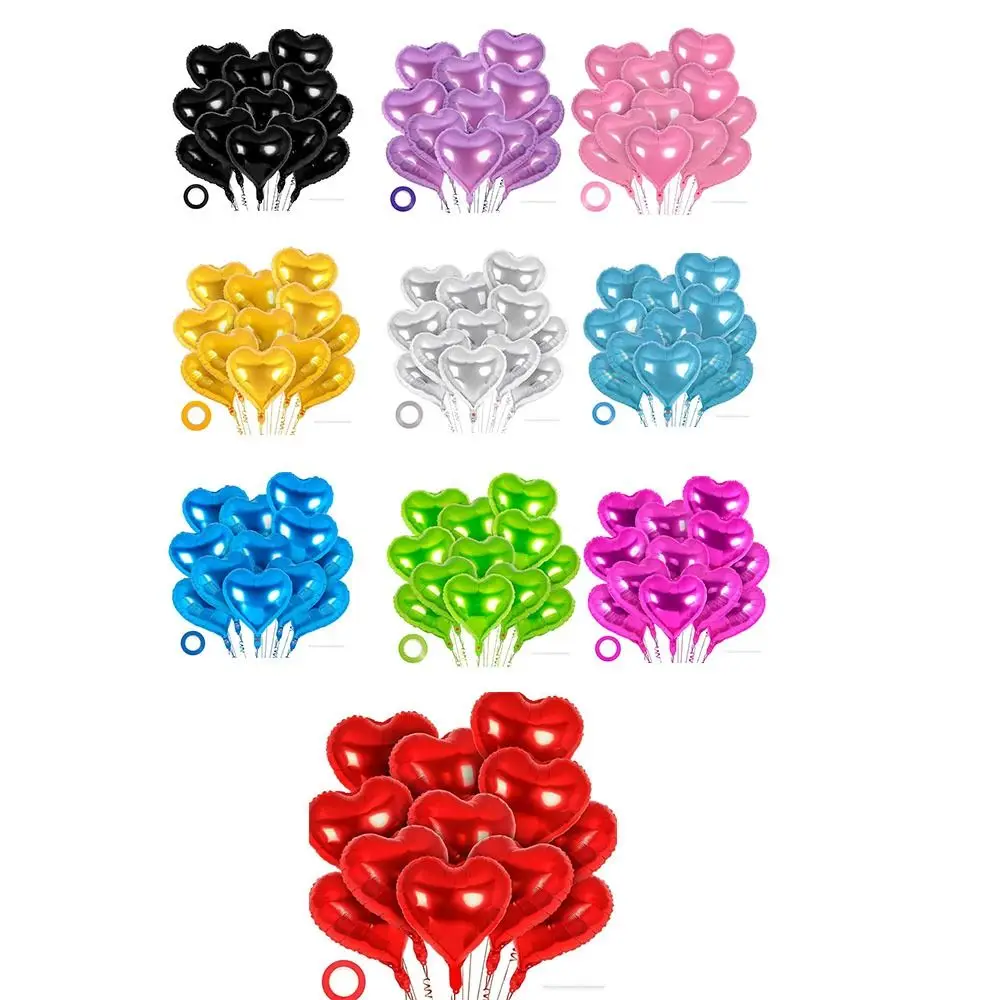 12Pcs 18 inch Heart Foil Balloons Inflatable Funny Valentine's Day Balloon Love Decoration Red Black Gold Pink