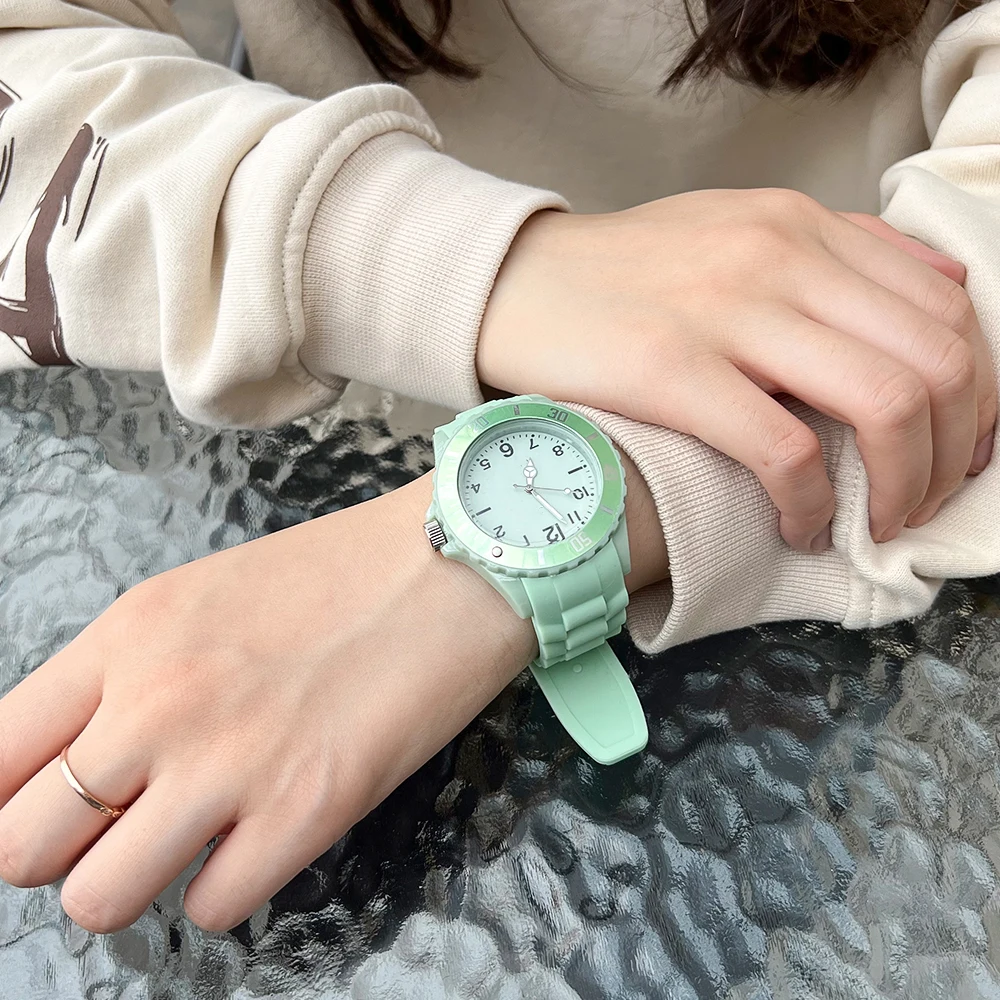 Kids Exam Watch Girls Boys Elementary School Waterproof Imitation Drop Macaron Little Fresh Sport Jelly Candy Color