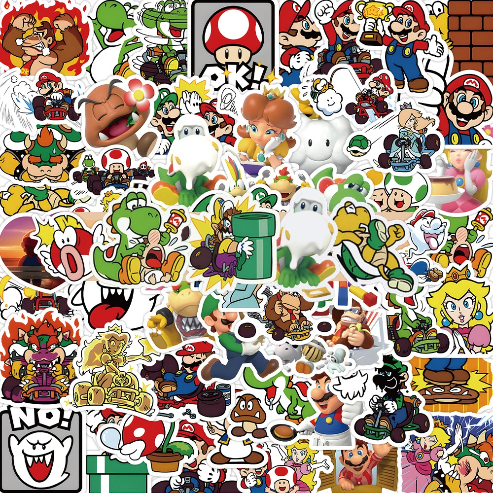 10/30/60pcs Super Mario Bros Anime Game Stickers Funny Cartoon Sticker DIY Water Bottle Phone Luggage Decoration Decals Kids Toy