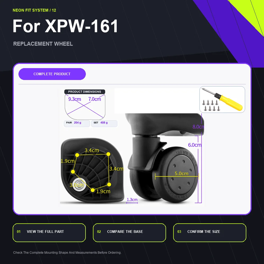 Wear Resistant Luggage Replacement Wheel For Paul Frank XPW-161 Silent Rolling Travel Caster Repair Part
