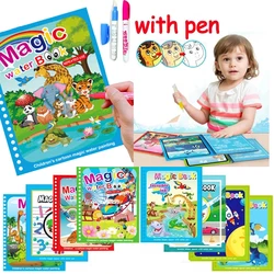 Children Early Education Toys Magical Book with Pen Water Drawing Montessori Toys Gift Reusable Coloring Book Magic Drawing Book