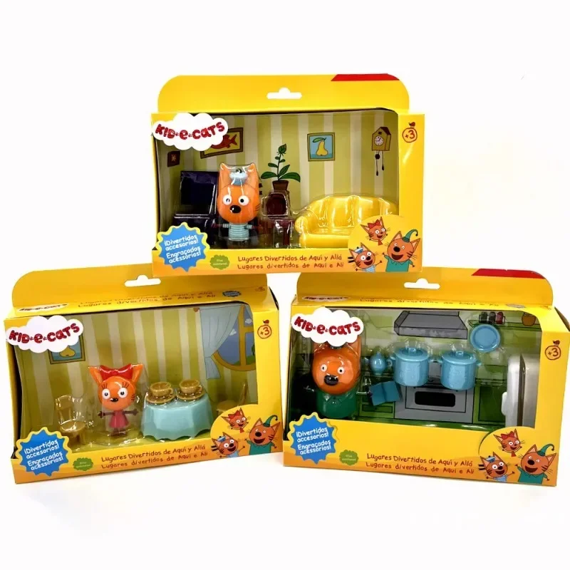 Children Play House Toys Cartoon Characters Cat Restaurant Kitchen Living Room Afternoon Tea Set Girls Holiday Gift