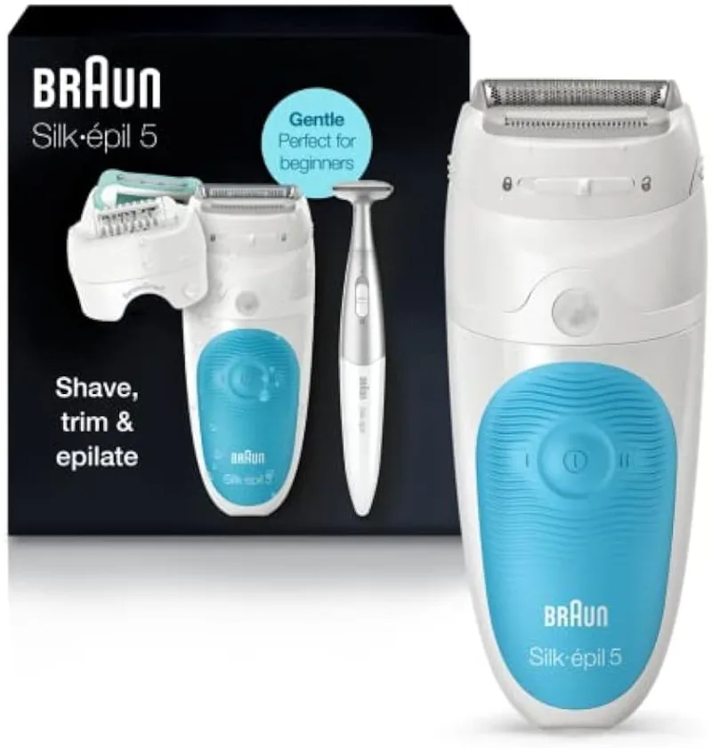 

Braun Epilator Silk-épil 5 5-810, Hair Removal Device for Women, Shaver & Bikini Trimmer, Cordless, Rechargeable, Wet & Dry