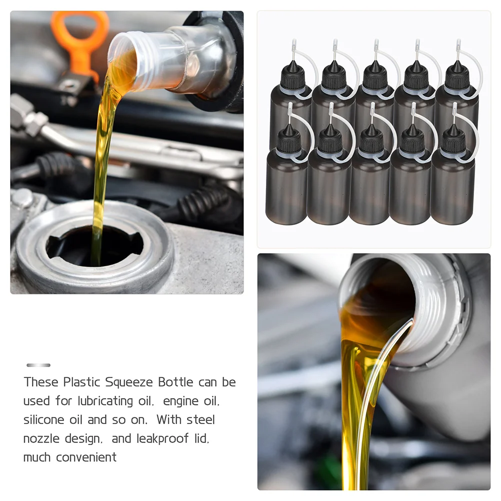 

10Pcs Applicator Bottle with Fine Tip Squeeze for Glue Oil Paint Ink Precision Oiler Portable Craft Repair Use