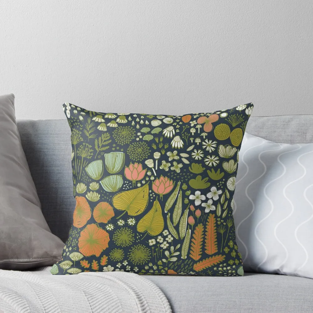 

Botanical Sketchbook M+M Navy by Friztin Throw Pillow Rectangular Cushion Cover Luxury Sofa Cushions pillow