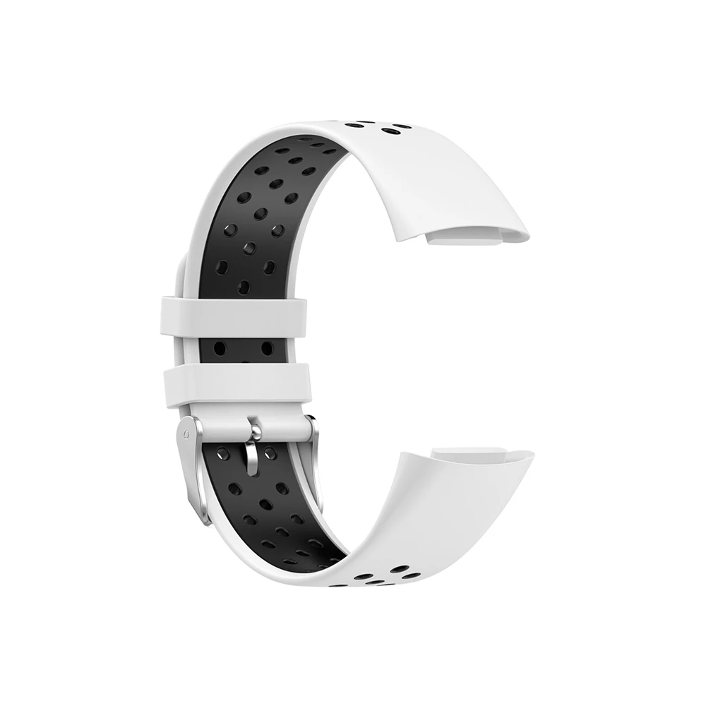 Pulseira de pulseira para Fitbit Charge 6 5, relógio inteligente, cor dupla, design de fivela de metal esportivo, pulseira, silicone premium