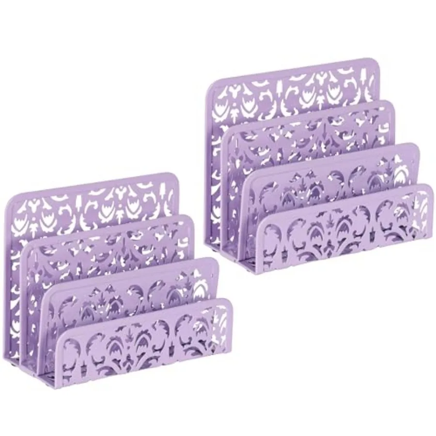 Mail Organizer Countertop 2pc Desk Mail Sorter for Envelope 3-Slot Vertical Letter Holder for Office, Home, School