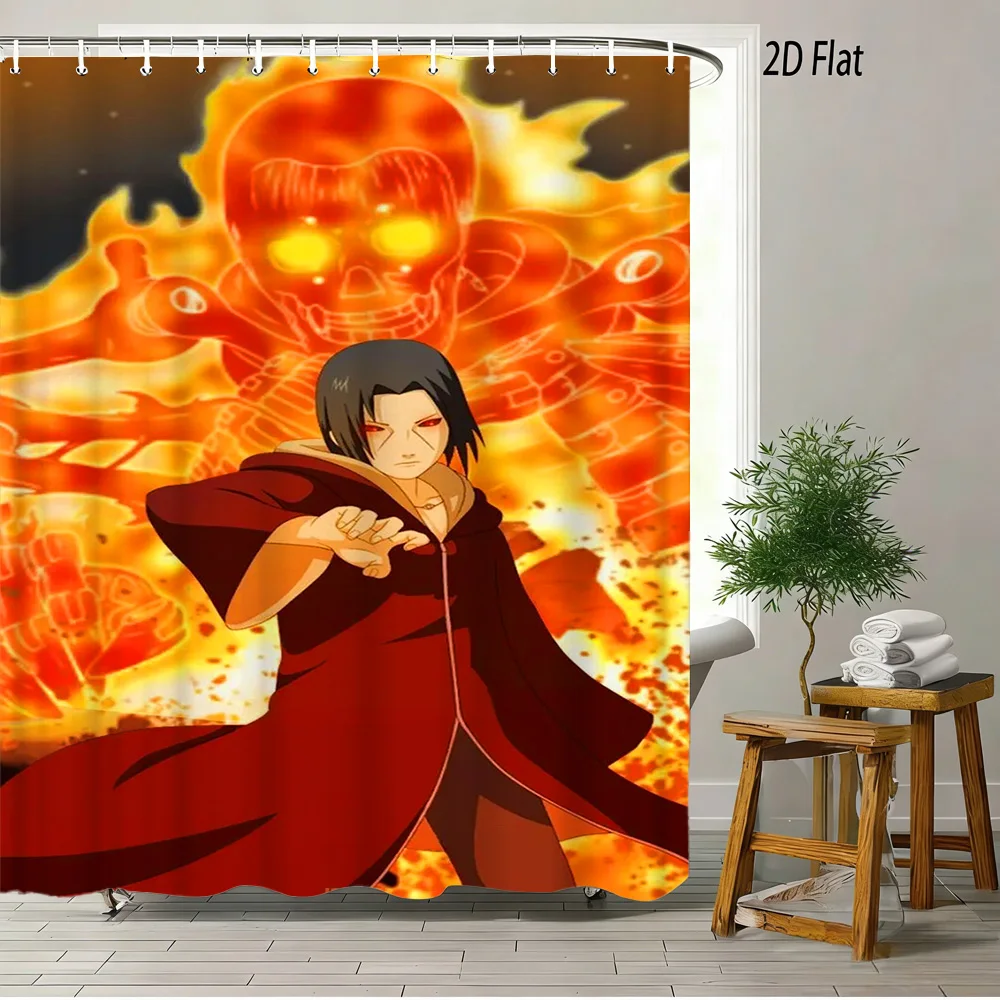 

2D Flat Naruto Anime Itachi Uchiha Susanoo Flame Print Waterproof Shower Curtain for Bathroom Decor