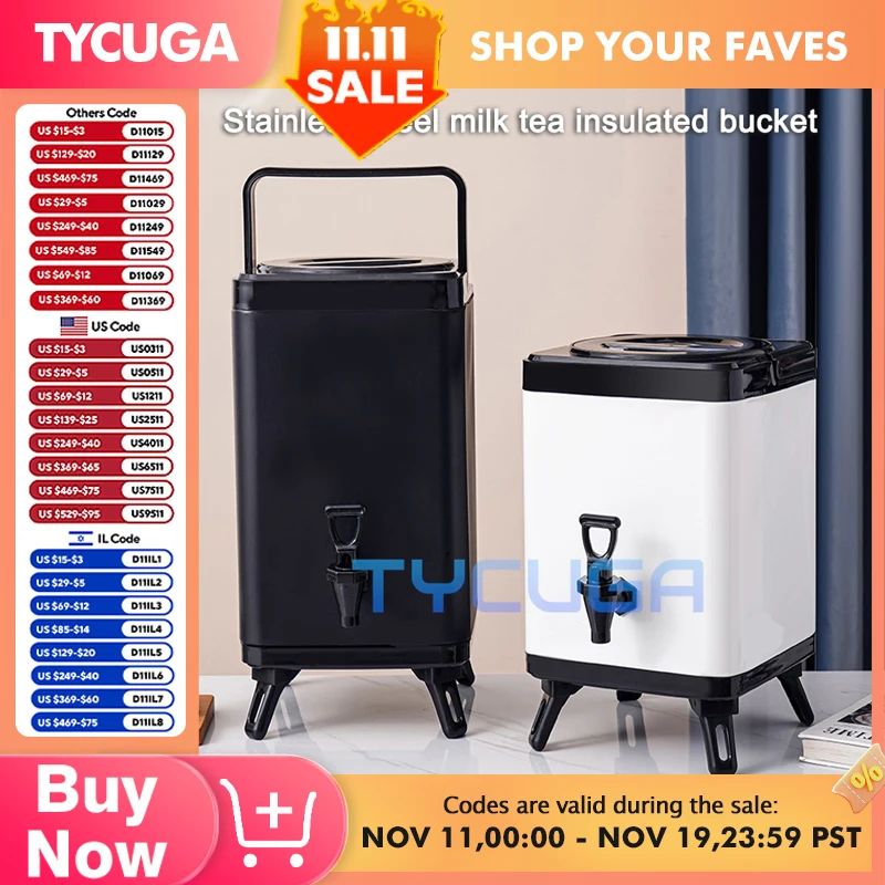 Secchio isolante quadrato Secchio per tè al latte Grande capacità Tè quadrato in acciaio inossidabile Acqua bollente Secchio per latte di soia Isolamento freddo