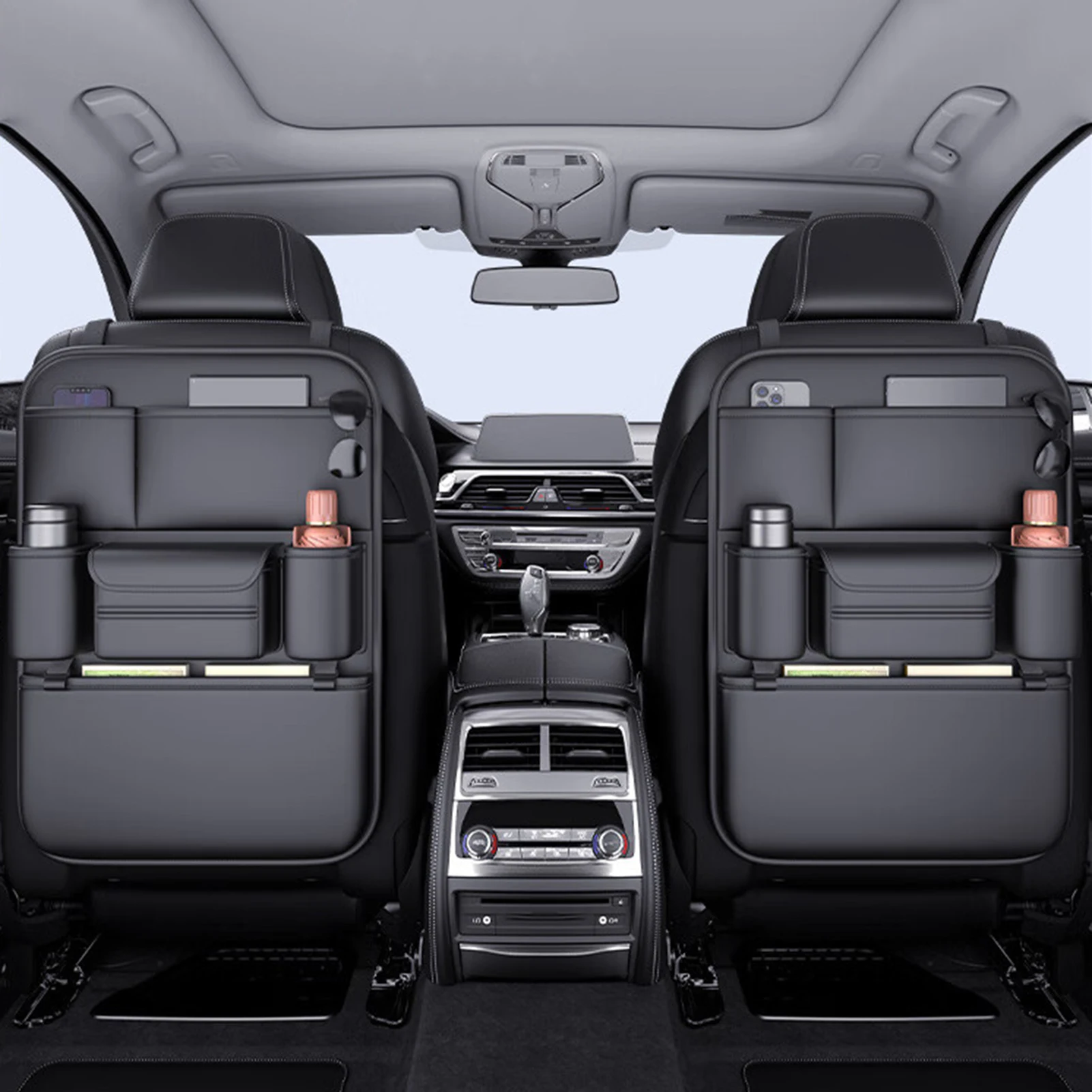 

Artificial Leather Car Seat Organizer Storage Bag with Multiple Pockets for Car Back Seat Hanging Accessories