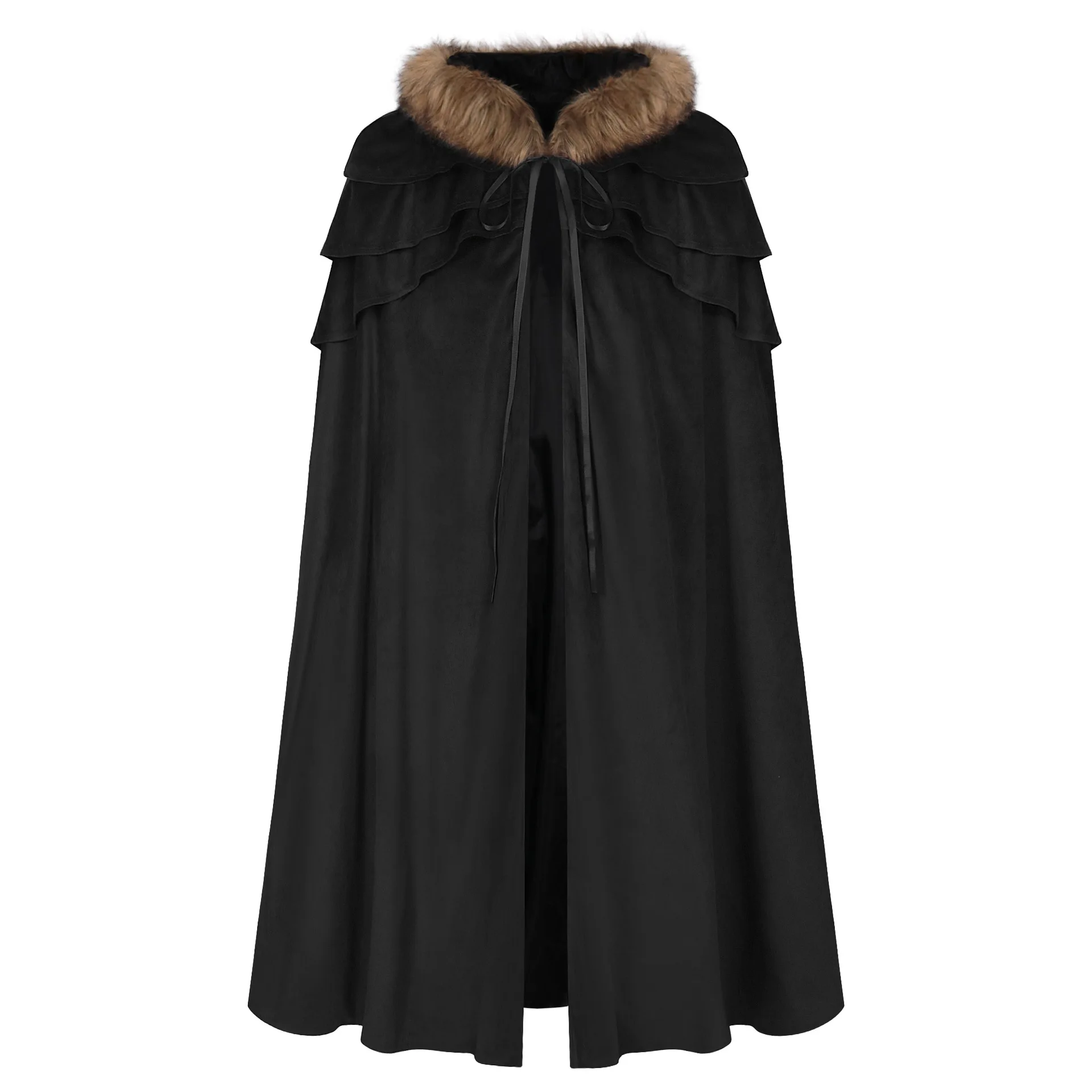 เสื้อคลุมแม่มดแบบกอธิคสำหรับวันฮาโลวีน พร้อมฮู้ด ผ้าคลุมไหล่ สำหรับผู้หญิง ใช้เป็นอุปกรณ์ประกอบคอสเพลย์ ชุดแฟนซี  เครื่องแต่งกายสำหรับเทศกาลสุดโรแมนติก