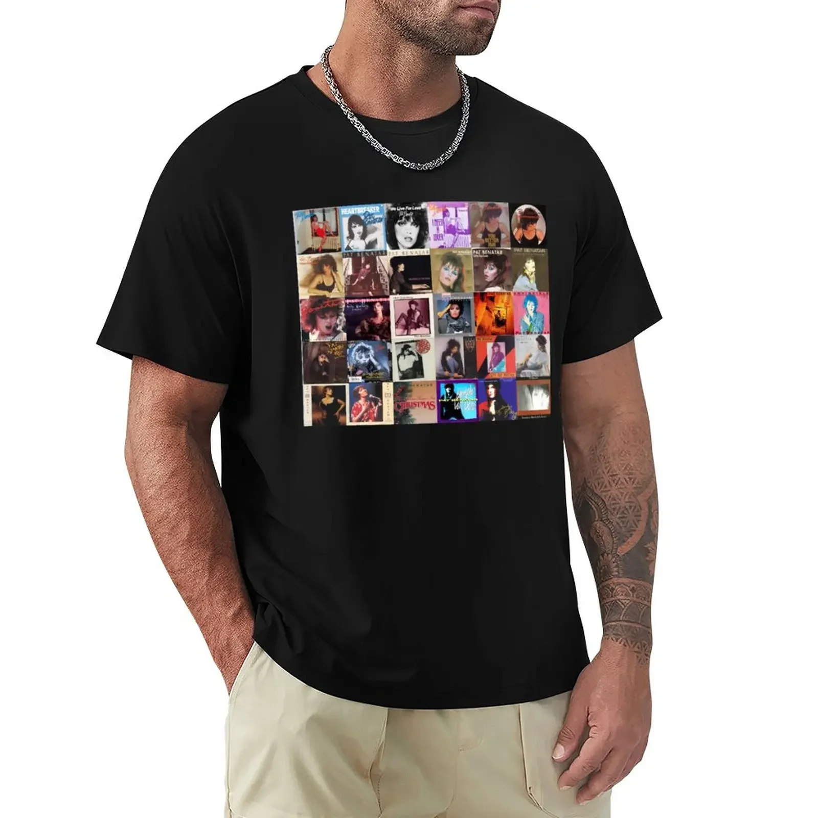 Pat Benatar Singles Covers T-Shirt blacks oversized men t shirt Cotton Luxury brand vintage oversized