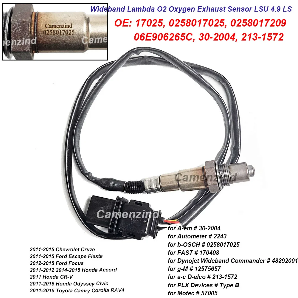 OEM 17025 0258017025 0258017209 06E906265C 30-2004 213-1572 48292001 170408 12575657 57005 2243 Capteur d'oxygène O2 à large bande LSU 4.9 LS pour Ford Escape Fiesta Focus pour Honda Accord Civic CR-V Odyssey Haute qualité Entièrement testé
