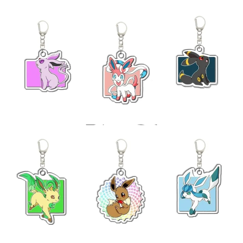 

Оригинальный акриловый брелок-подвеска ручной работы с персонажами Espeon, Sylveon, Umbreon, Leafeon, Eevee, Glaceon: милый мультяшный аниме-сувенир, подарок