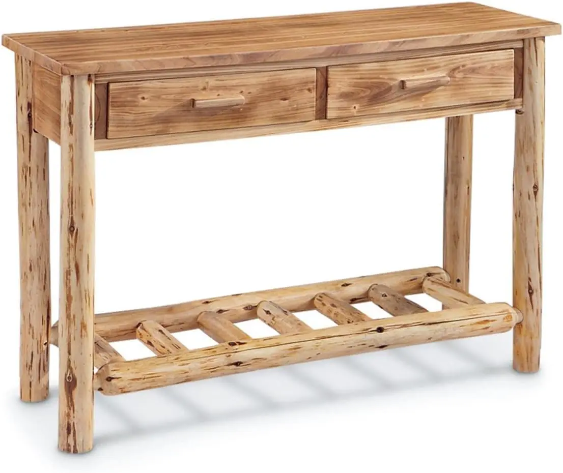 Log Sofa Table, Console Tables for Entryway, TV Stand, Rustic, Cabin Decor