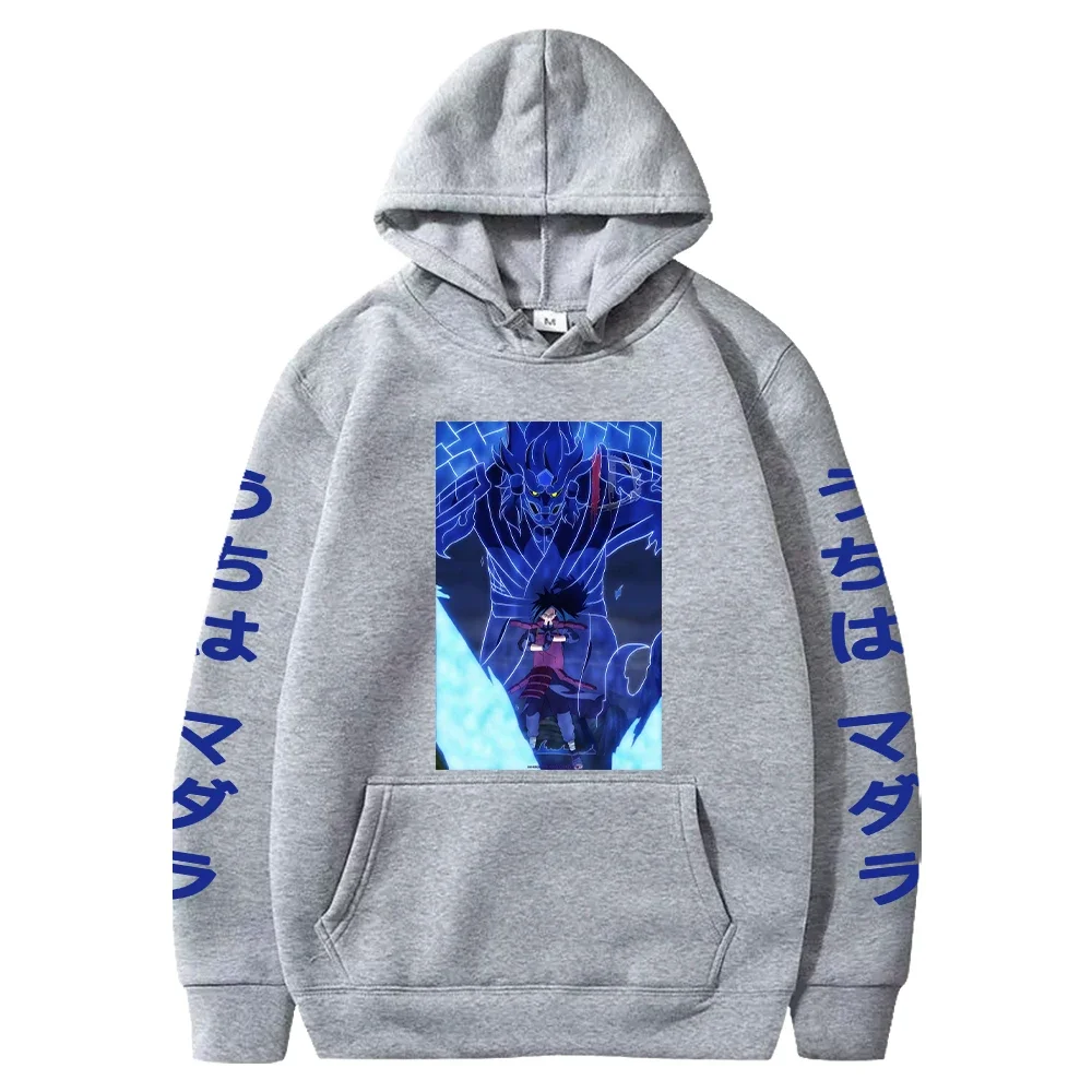 NARUTO Anime ropa Uchiha Madara Cool estampado con dibujo con capucha hombres mujeres Manga sudaderas con capucha ropa de calle Harajuku sudadera