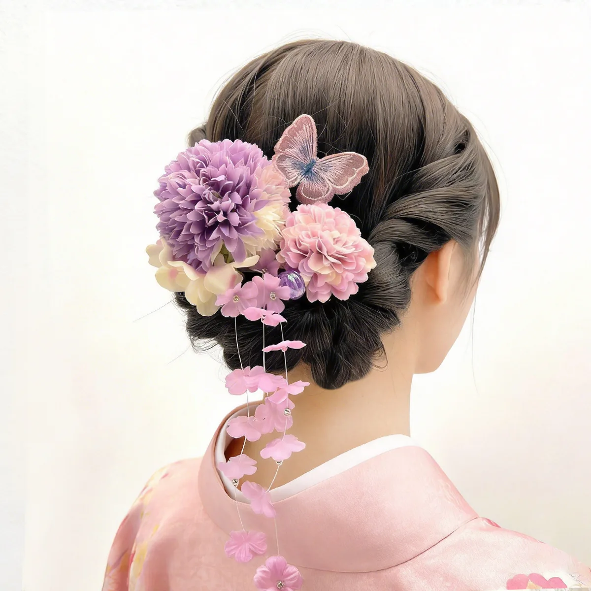Handmade Japanese Kanzashi Hair Clip Set Silk Floral Kimono Hair Accessories Geisha Headdress Vintage Hairpin for Women
