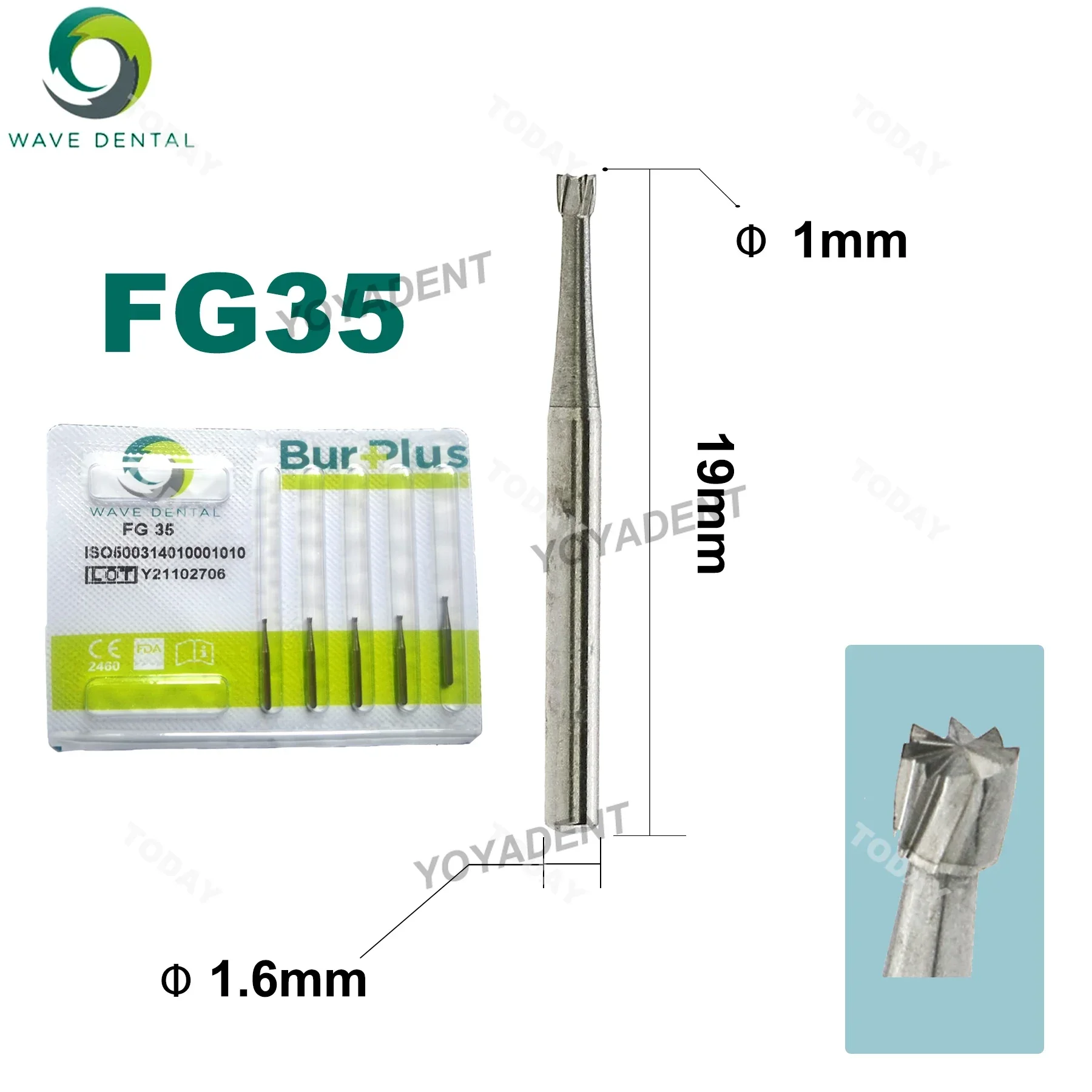 PRIMA WAVE Dental Burs Wolframkarbid Bohrer Invertiert Kegel Kopf Für Hochgeschwindigkeitshandstück FG 34/35/36 5 Teile/paket